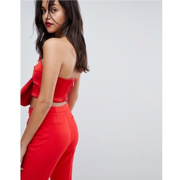 🆕 River Island Red Oversized Bow Crop Top - Picture 6 of 12